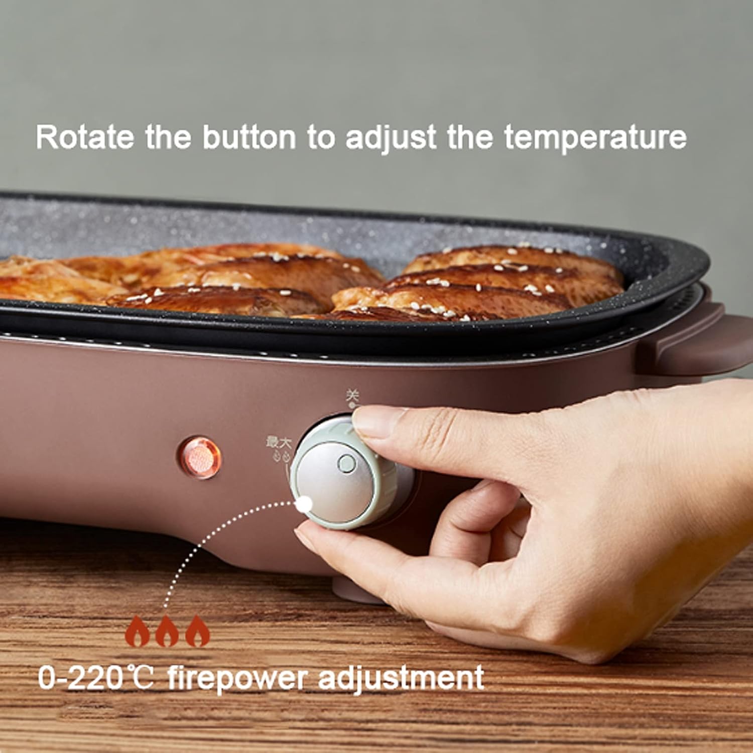 Barbecue Desk Smokeless Indoor Grill 1200W Electric Grill Griddle Removable Non-Stick BBQ Grill Griddle Capacity for 3-5 People Practical Barbecue Tools Tabletop Barbecue