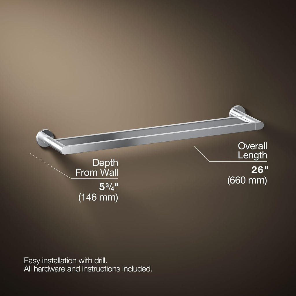 Kohler 73144-CP Composed® 24' Double Towel bar, Polished Chrome