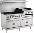 Kratos Commercial Gas Range, 60' Wide with 24' Griddle/Broiler, 6 Burners, and 2 Standard Ovens, Natural Gas (29Y-172-NAT)