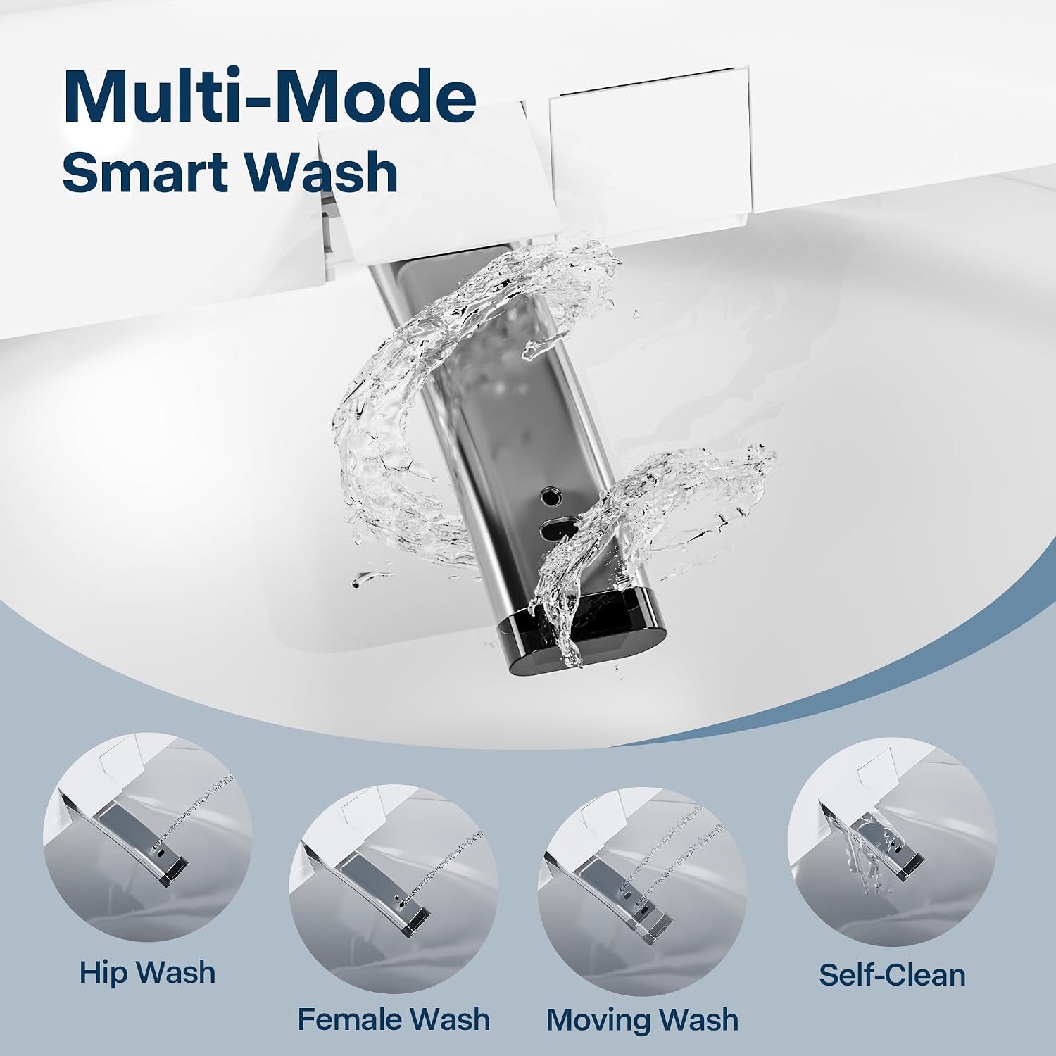 Electric Toilet Seat Elongated with Voice Control, Heated Toilet Seat with Warm Water & Dryer, Radar Sensor Auto Open/Close, LED Temp Display, Electric Bidet Toilet Seat for Bathroom