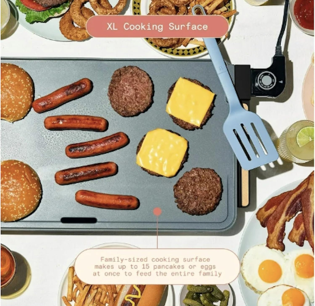 Stunning XL Electric Griddle 12' x 22,' Non-stick (Rose Pink)
