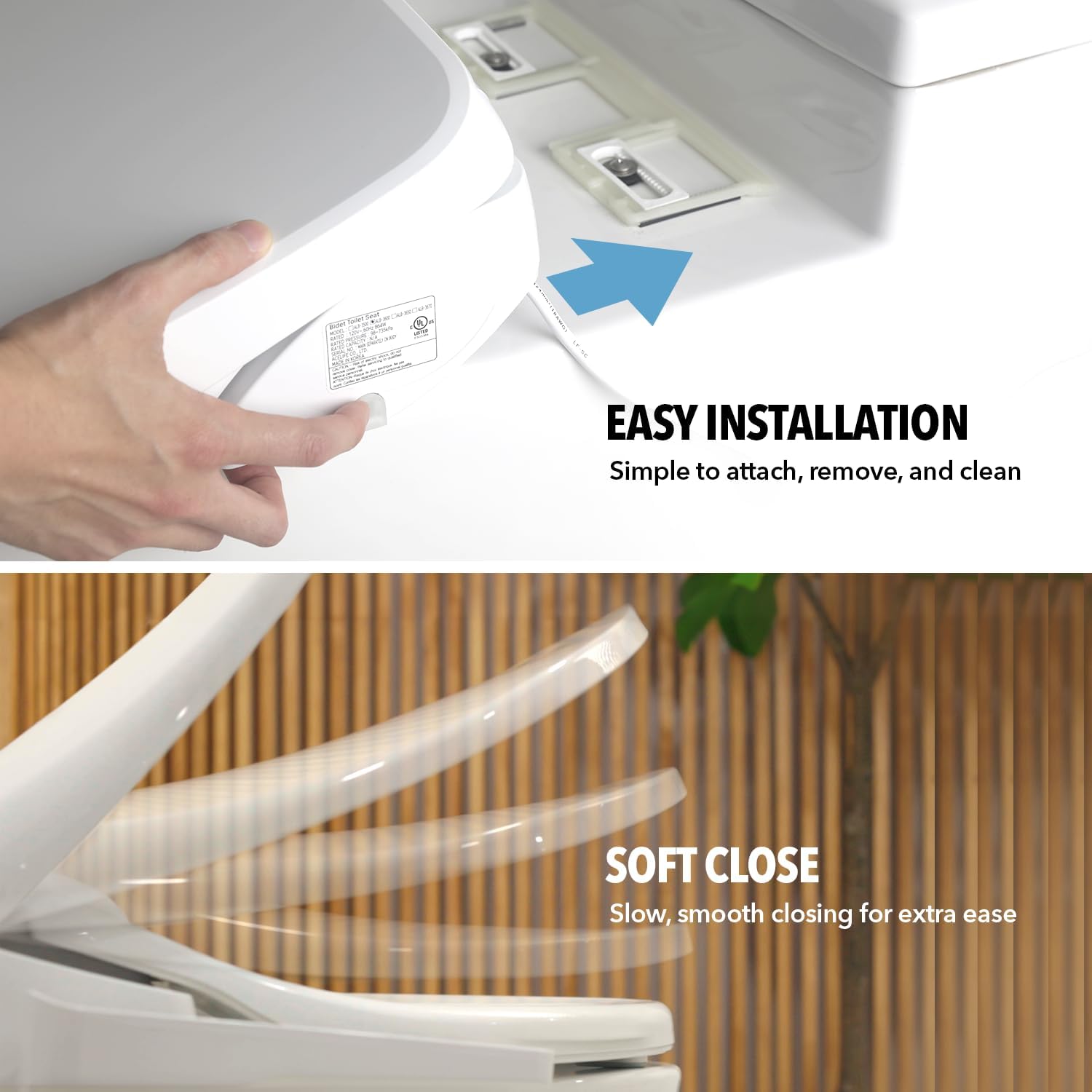 Barumi Bidet [BM-4000], Electric Bidet Toilet Seat, Heated Seat, Warm Water, Position Control, Eco-Mode, Self Cleaning