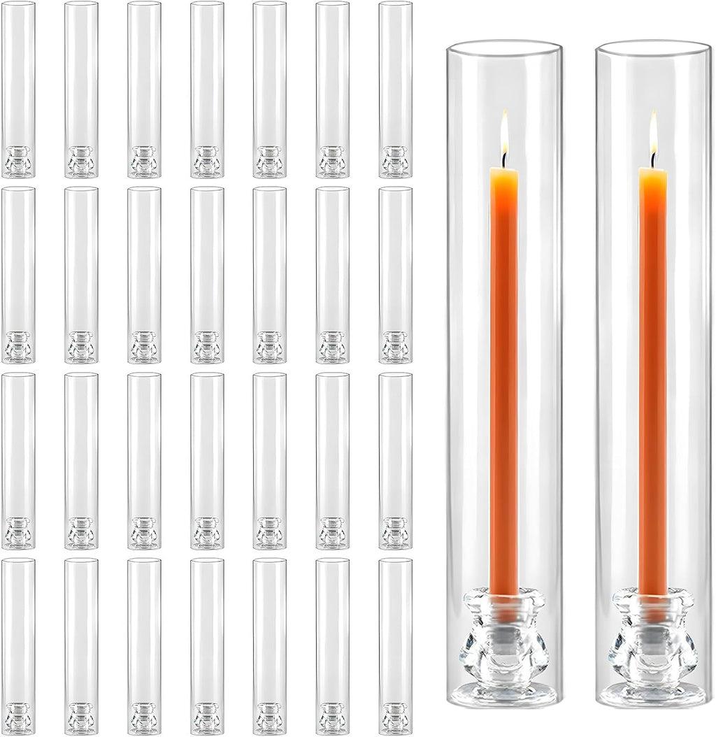 30 Pack Glass Hurricane Candle Holders 12.6' Open Ended Candlestick Holder Tubes Clear Bottomless Cylinders Suitable Taper LED Candles for Wedding Party Christmas Table Centerpiece Decor