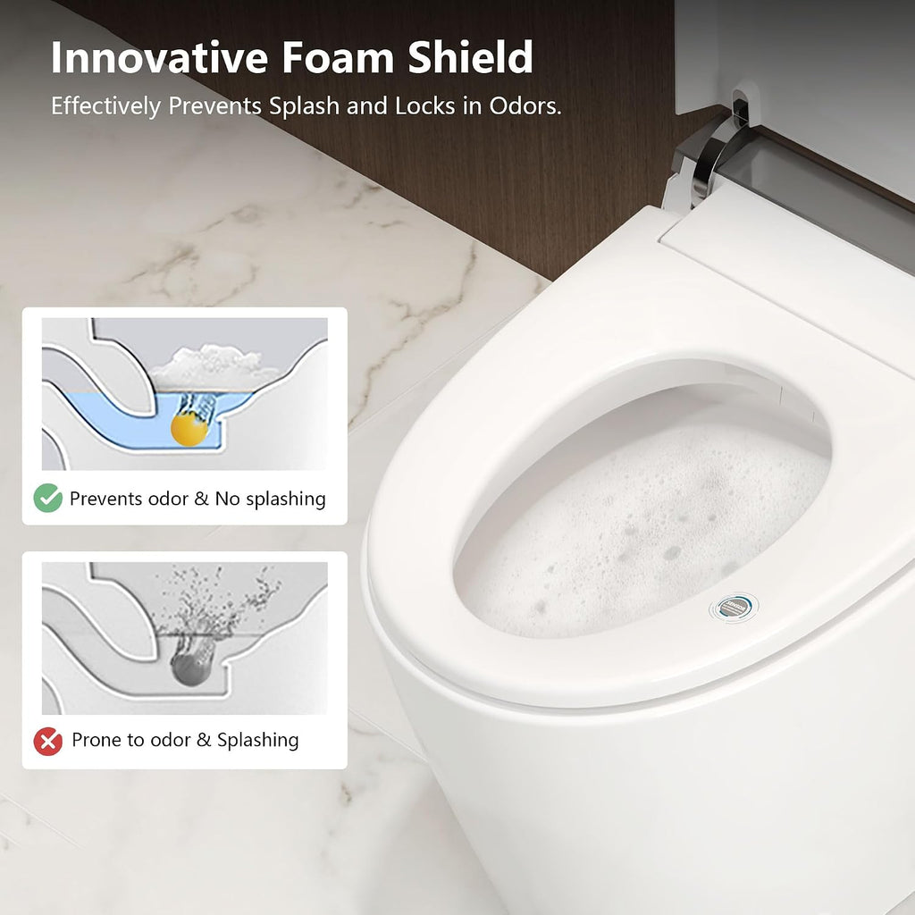 DeerValley Smart Toilet with Bidet Built in, Voice Control, Spa Wash, Auto Open/Close, Pump Assisted, Water Filter, Foam Shield, Dryer, Deodorization, ADA Height Japanese One-Piece Toilet for Bathroom