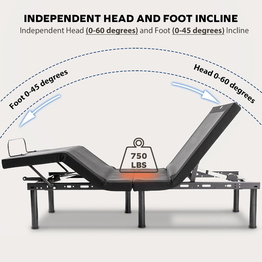MLILY EGOHOME Full Size Adjustable Bed Frame and 14 inch Memory Foam Mattress, Wireless Remote Adjustable Bed Base with 12' Adjustable Legs and Head and Foot Incline, Zero Gravity, Easy Assembly