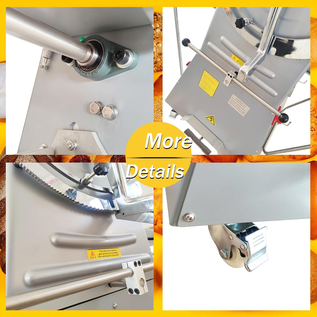 Commercial Electric Dough Sheeter Machine Stainless Steel Vertical Foldable Design 82.3'x19.7' Conveyor Belt 0.04-2' Adjustable Thickness for Croissant Pastry Bakery Canteen 110V
