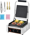 YS-811C 1800W Commercial Panini Press & Electric Grill, 9x9 Inch Sandwich Maker with 6-Temp Control, 110V Indoor Grill for Burgers, Panini, Breakfast, Silver