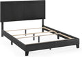 FURINNO Pessac PU Leather Upholstered Platform, Queen, Black