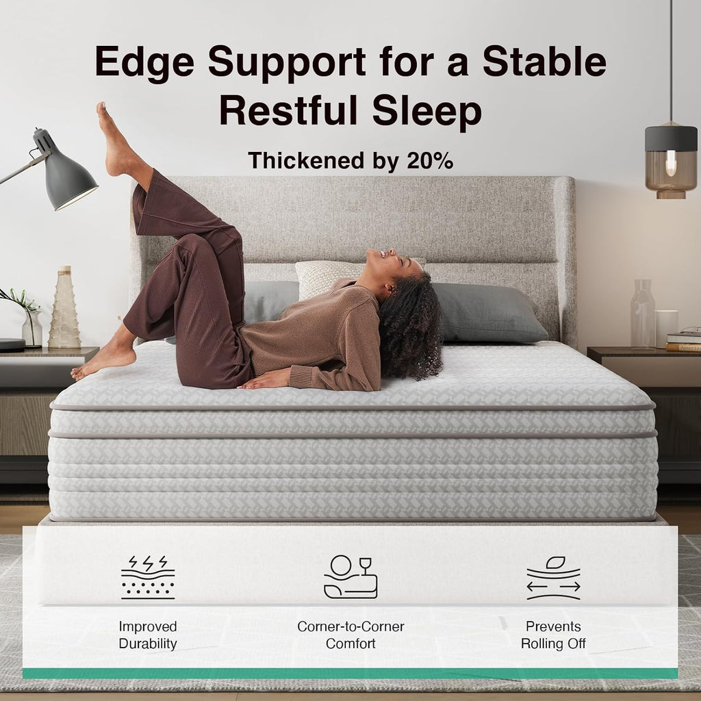 Novilla 10 Inch Full Size Mattress, Hypoallergenic & Back Pain Relief, Hybrid Full Mattresses in a Box with Smarts Coils, Fiberglass Free CertiPUR-US Certified Colchones No Box Spring Needed