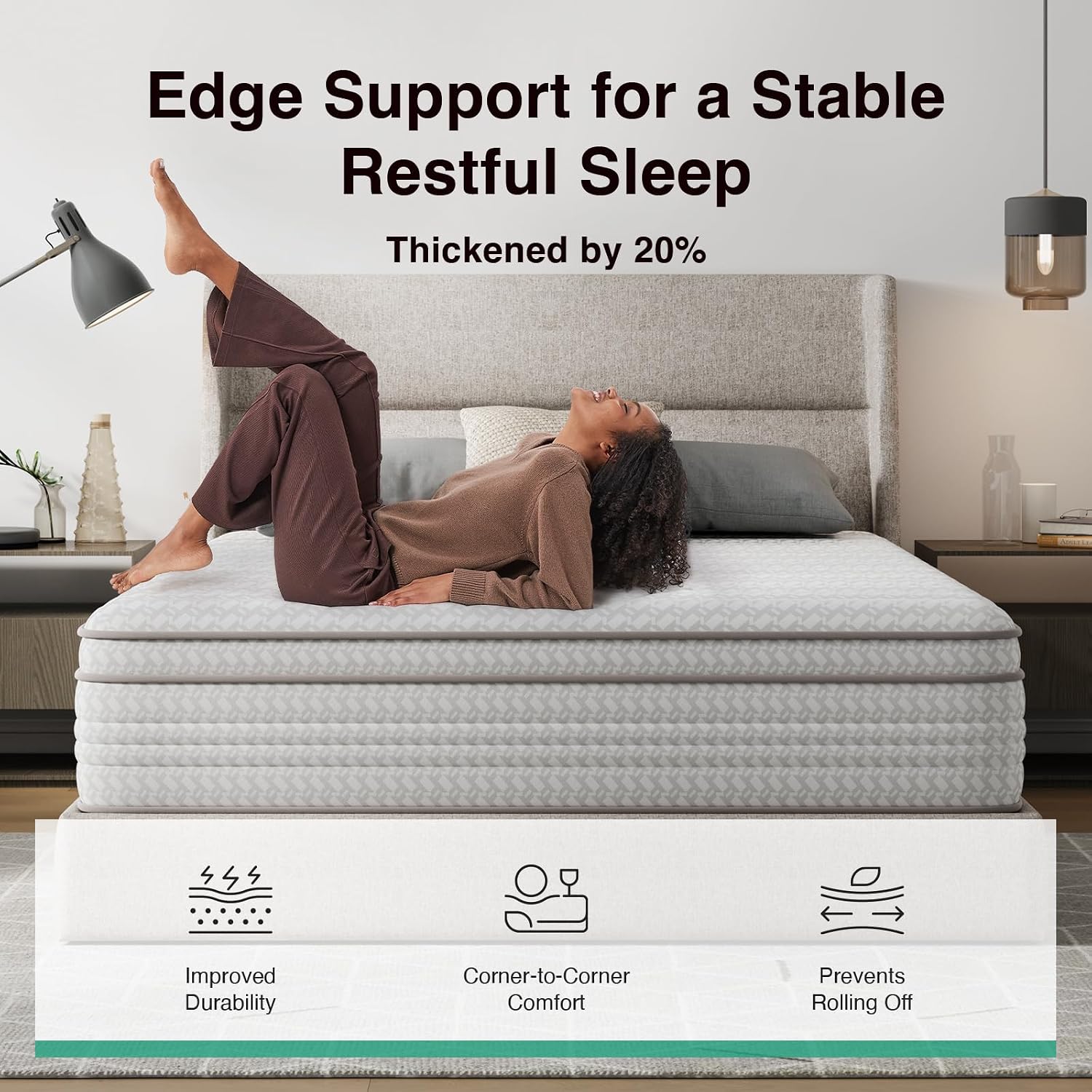 Novilla 10 Inch Queen Size Mattress, Hypoallergenic & Back Pain Relief, Hybrid Queen Mattresses in a Box with Smarts Coils, Fiberglass Free CertiPUR-US Certified Colchones No Box Spring Needed