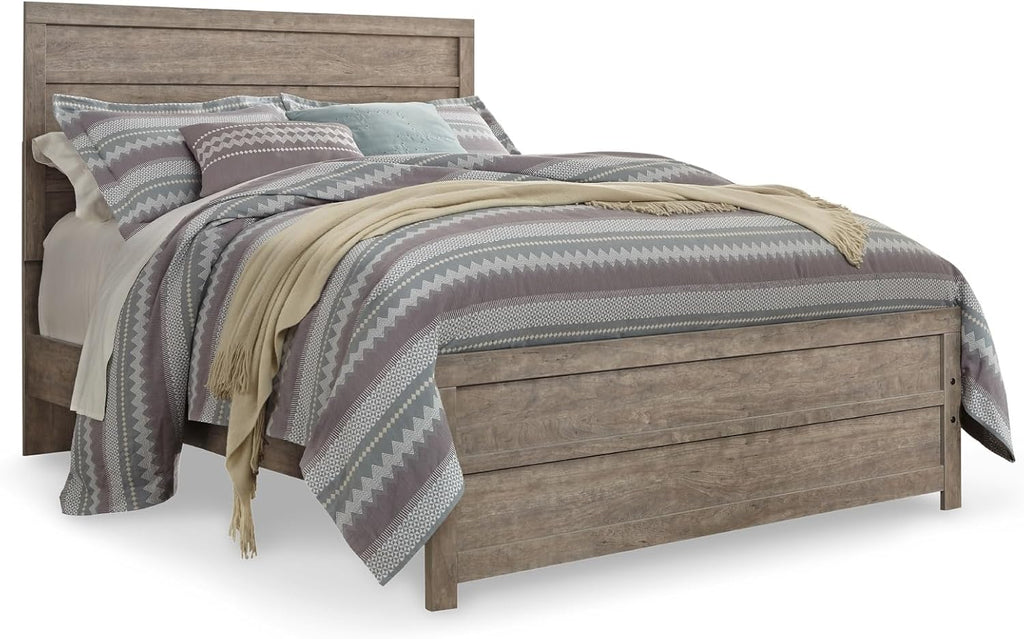 Signature Design by Ashley Culverbach Farmhouse Queen Panel Bed, Foundation or Box Spring Needed, Gray
