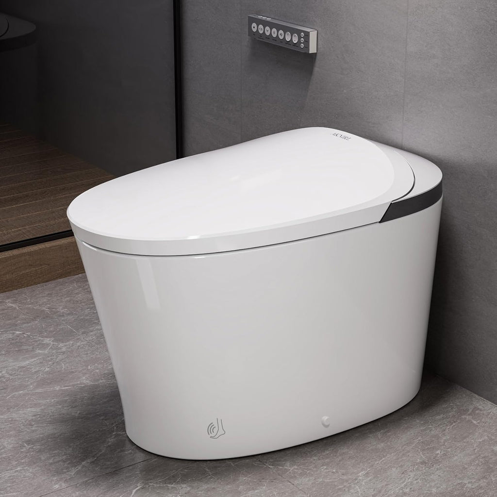 Smart Toilet with Bidet Built-in, Heated Seat, Booster Pump Assisted, Auto Flush, Warm Water, Air Dryer, Deodorization, Modern Smart Toilets for Bathrooms, White