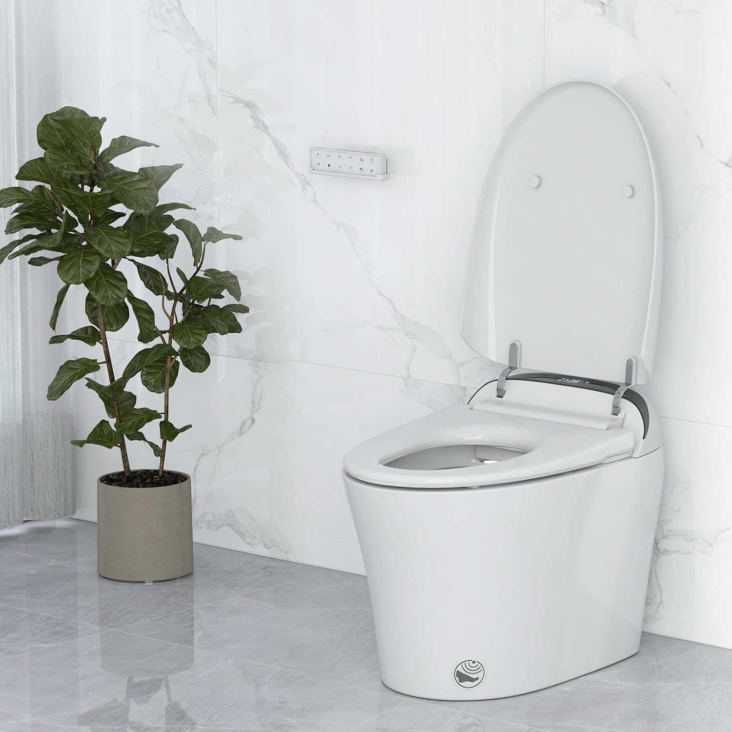 Giantex Smart Toilet, Bidet Toilet Seat Elongated with 1.28 GPF Dual Auto Flush, Adjustable Heated Seat, Dryer, Auto Open/Close Lid, Kick Sensor, Night Light, Remote/Side Knob Control, Tankless Toilet