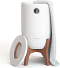 Fontaines Luxury Towel Warmer for Bathroom, Spa - Large Heated Thermal Bucket, Wood Handle, Safe Auto Shut Off, Fits Up to Two Large 40x70 Oversized Towels or Robes - White
