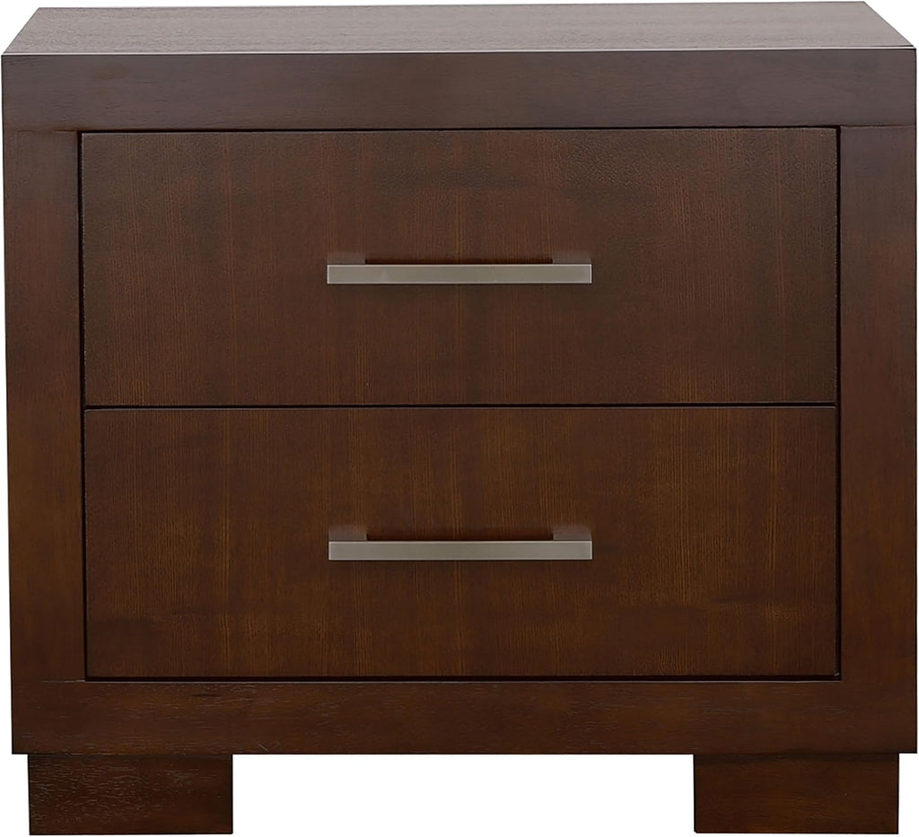 Coaster Home Furnishings Jessica Contemporary 4-Piece Bedroom Set Eastern King Size LED Panel Bed Frame 43-inch Headboard Cappuccino 200711KE-S4
