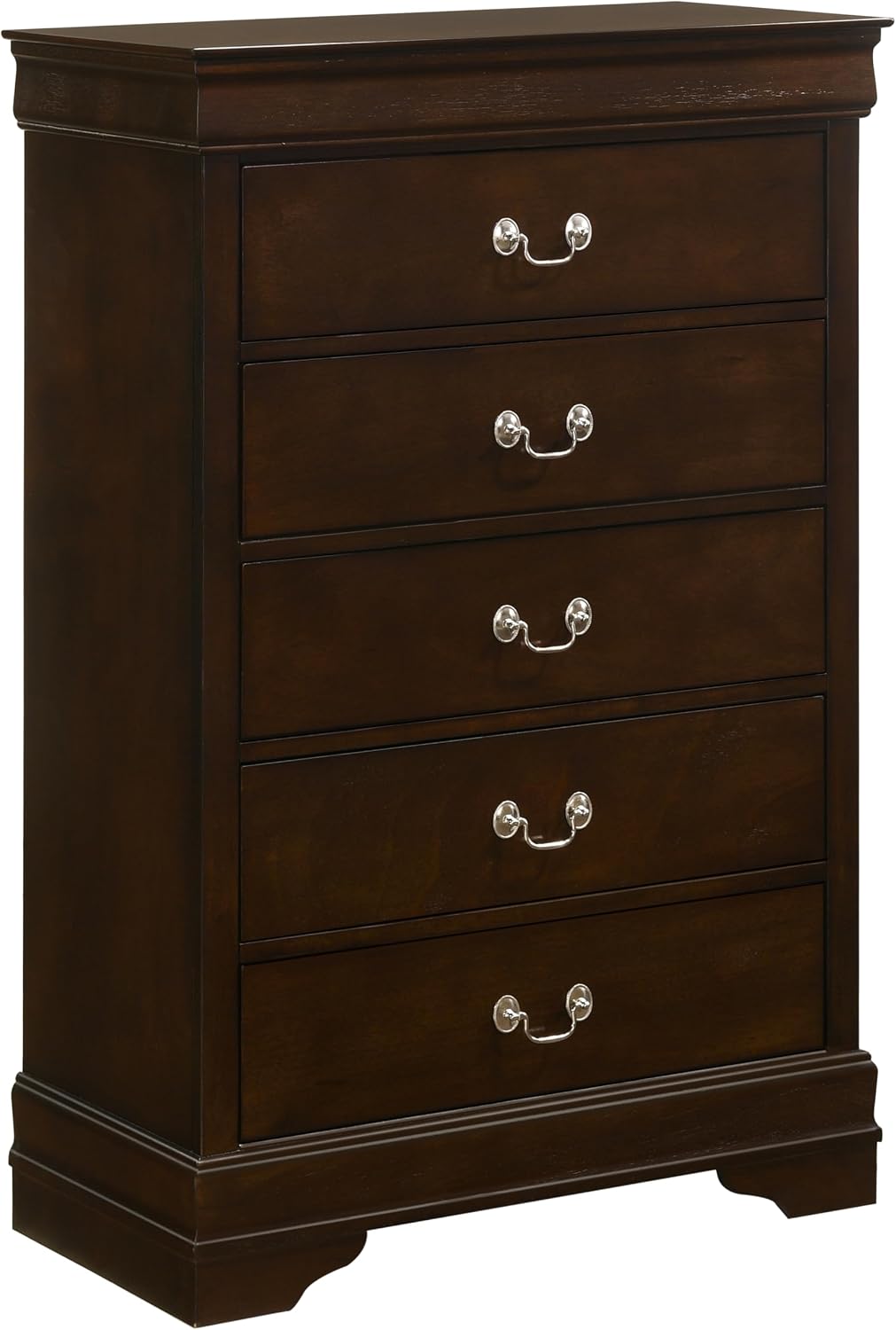 Coaster Home Furnishings Louis Philippe 5-piece Bedroom Set Eastern King Size Traditional Wooden Sleigh Bed Frame 47-Inch Panel Headboard Nightstand Dresser Mirror and Chest Brown 202411KE-S5