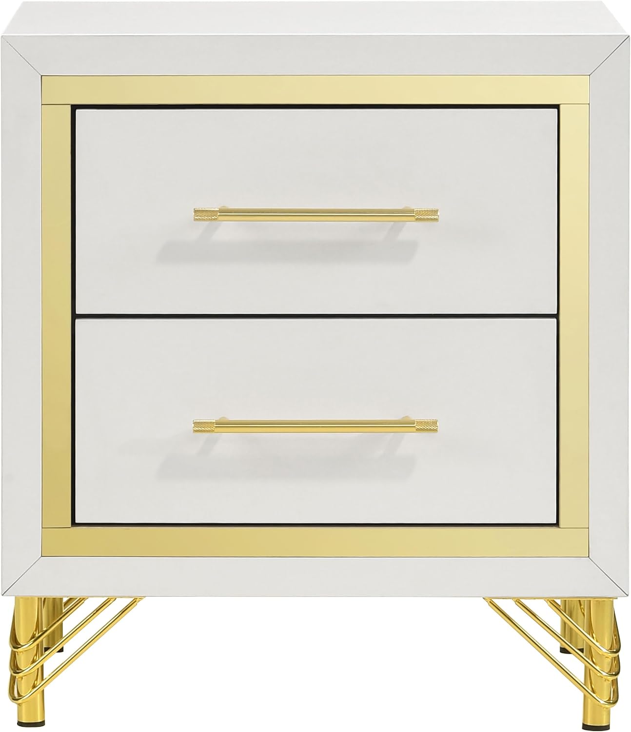 Coaster Home Furnishings - Lucia - 4-Piece Bedroom Set with Upholstered Bed and Gold Finish Trim Accent - Modern Classic - Bedroom - Beige & White - 224731Q-S4