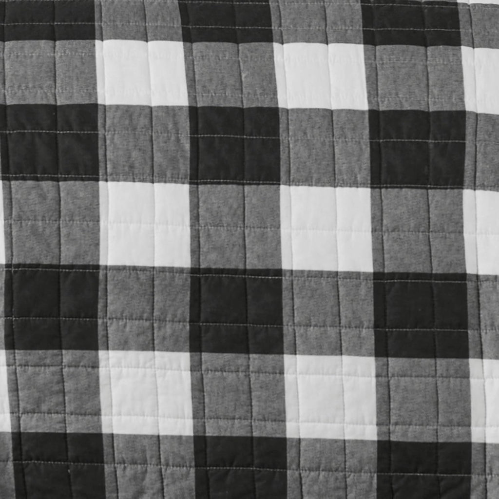 Levtex Home - Camden Bedspread Set - King (120 x 118 in.) + Two King Pillow Shams (36 x20 in.) - Buffalo Check in Black and Cream - Reversible Pattern - Cotton