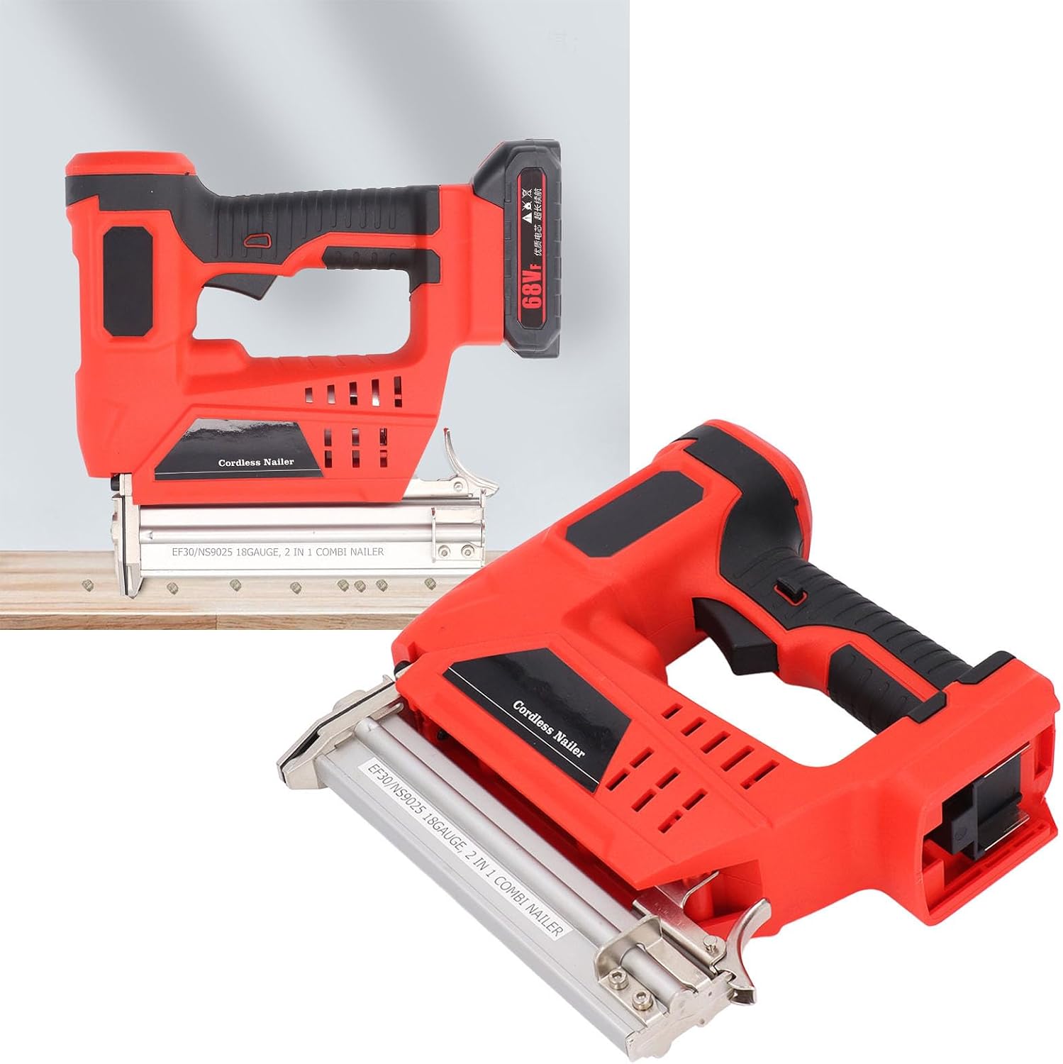 Cordless Brad Nailer 2 In 1 Multifunctional Battery Powered Nail Gun With Storage Box For Woodworking Upholstery Installation Flooring