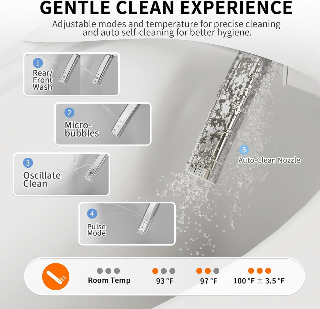 DeerValley Electric Bidet Toilet Seat with Heated Seat, Hot & Cold Massage and Micro Bubble Wash, Auto Deodorization, Warm Air Dryer, Adjustable Warm Water, Slow Closed Lid, LED Display, Elongated