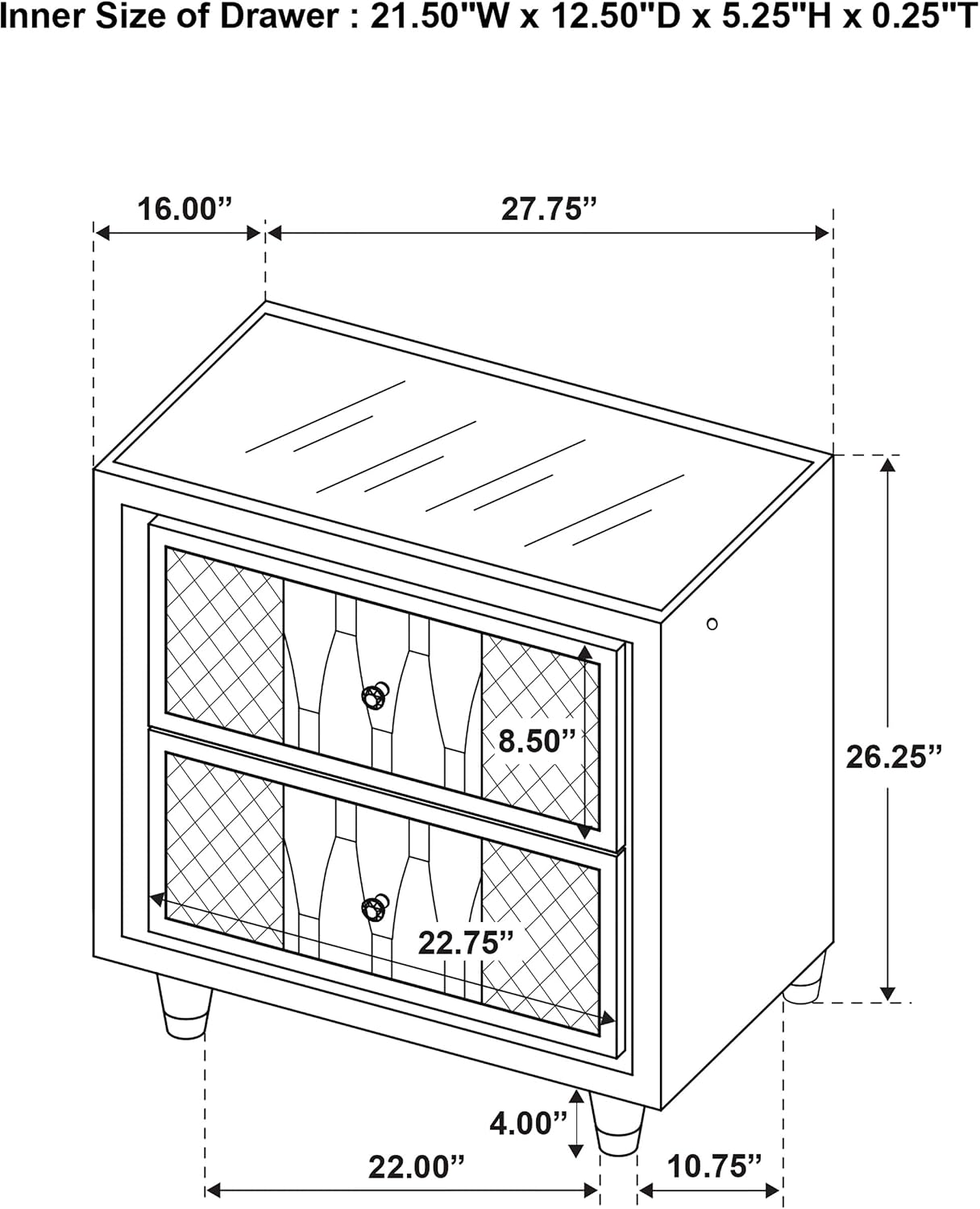 Coaster Home Furnishings - Lorient - Wood - 4-Piece Bedroom Set with Wingback Design, Tufted Headboard and Flame Visualizer - Bedroom - California King Size - Ivory and Camel - 222661KW-S4B