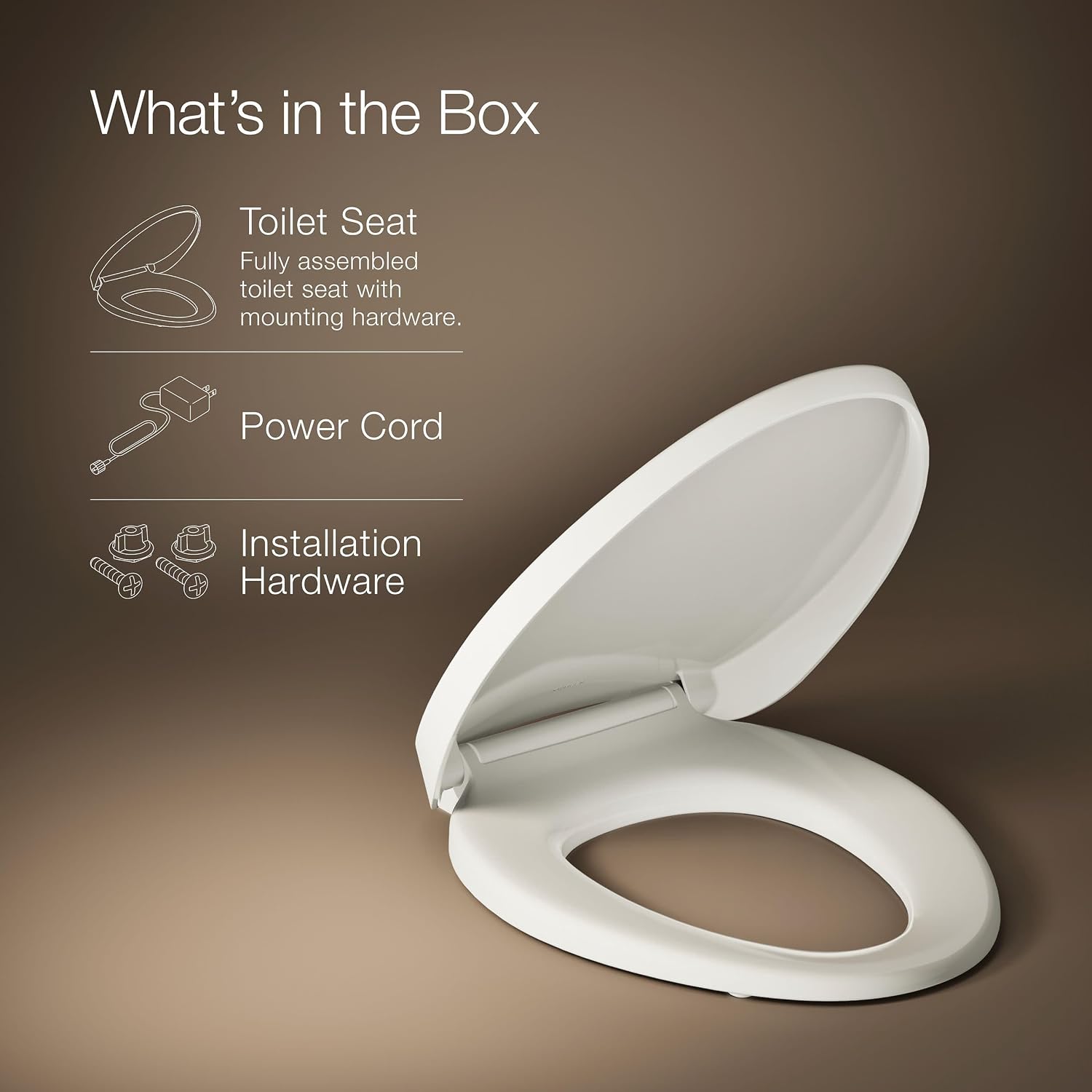 KOHLER K-10349-96 Purewarmth Heated Elongated Toilet Seat, Heated Toilet Seat, Soft Close, Quite-Close, Night Light, Biscuit