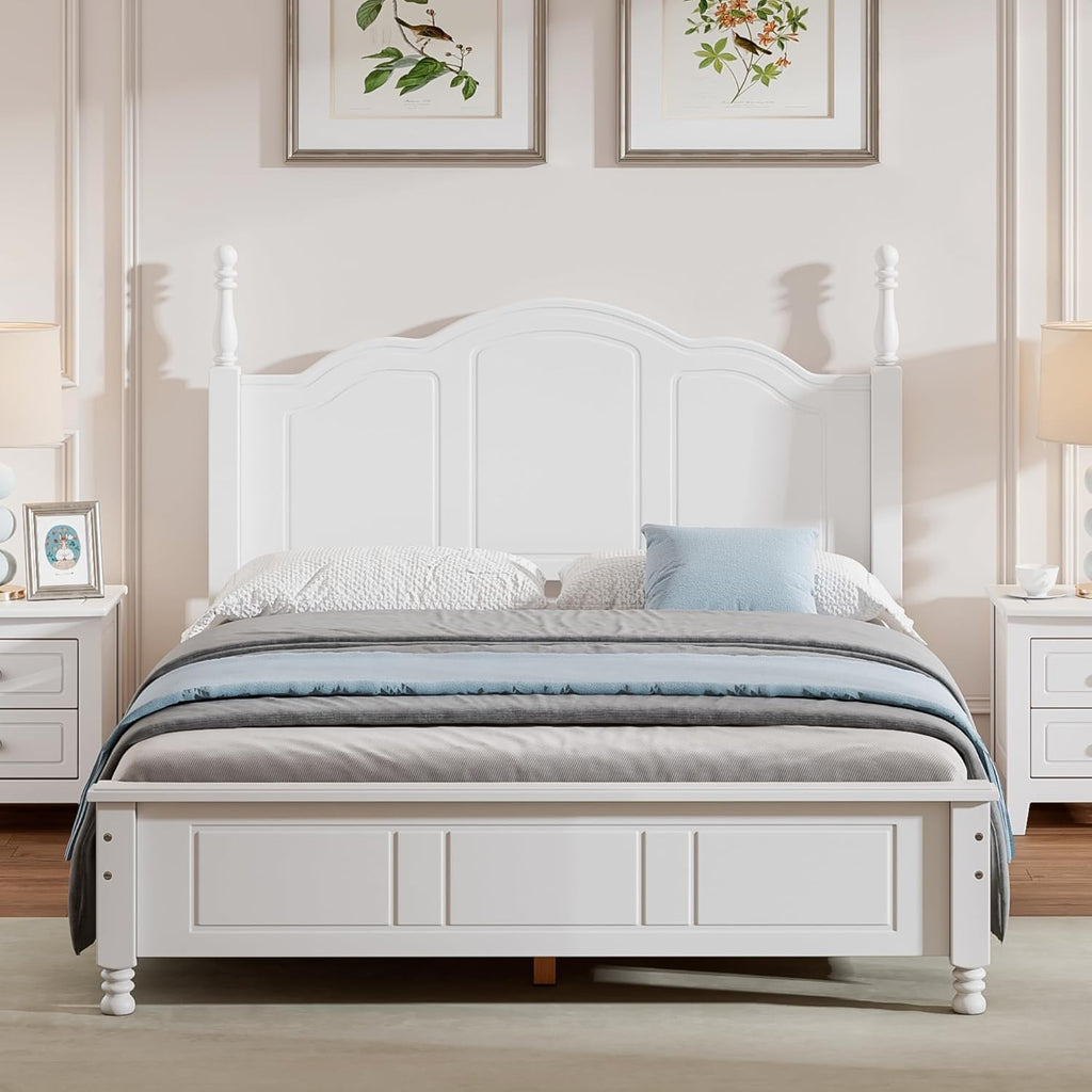 Harper & Bright Designs Bedroom Set Furniture, 3-Pieces Bedroom Sets, Full Size Wood Platform Bed and 2 Nightstands, White
