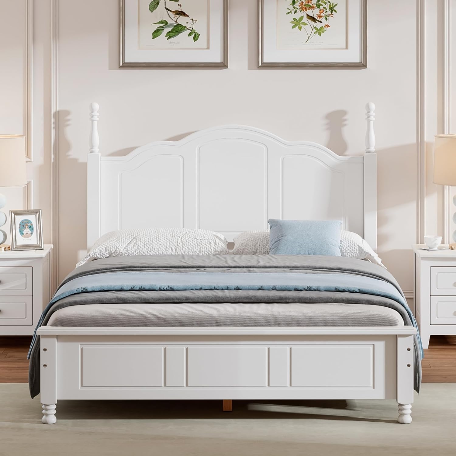 Harper & Bright Designs Bedroom Set Furniture, 3-Pieces Bedroom Sets, Full Size Wood Platform Bed and 2 Nightstands, White
