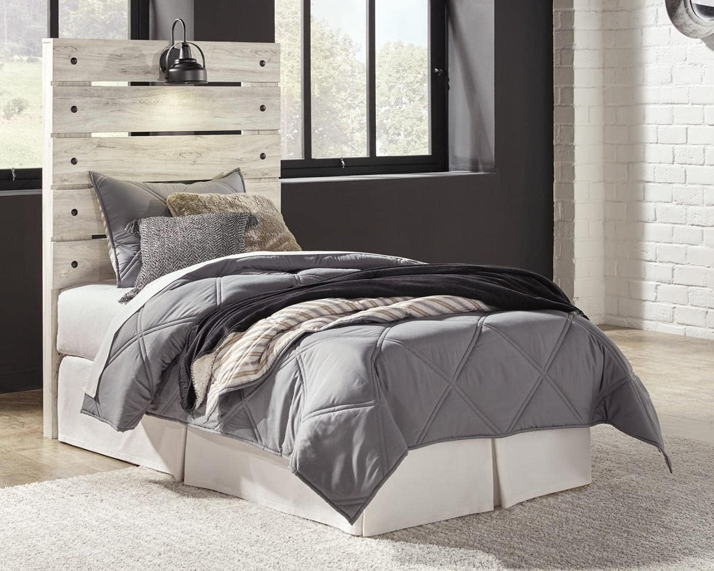 Signature Design by Ashley Cambeck Farmhouse Panel Headboard ONLY with USB Charging Stations, Twin, Whitewash
