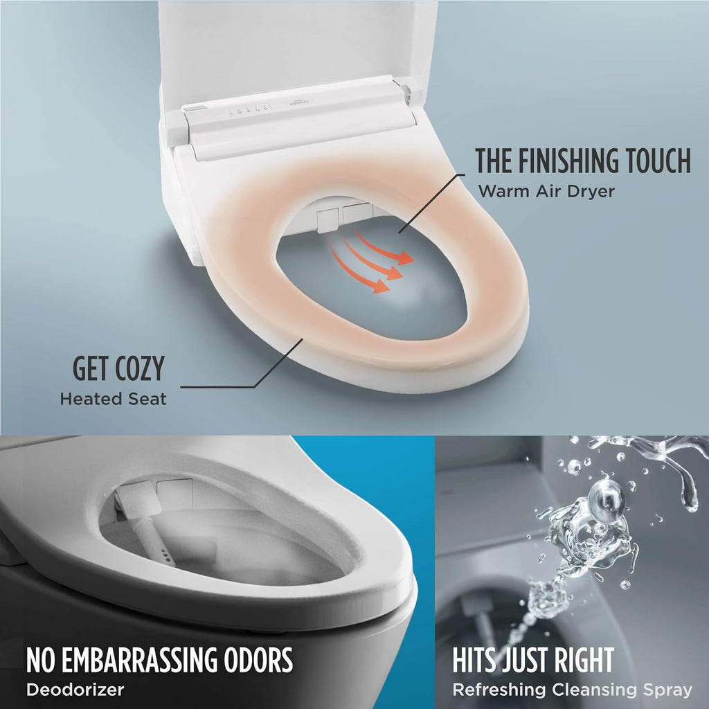 TOTO SW3083#01 WASHLET C5 Round Electronic Bidet Toilet Seat, C5Round, Cotton White & Drake Two-Piece Round 1.6 GPF Universal Height TORNADO FLUSH Toilet with CEFIONTECT, Cotton White - CST775CSFG#01