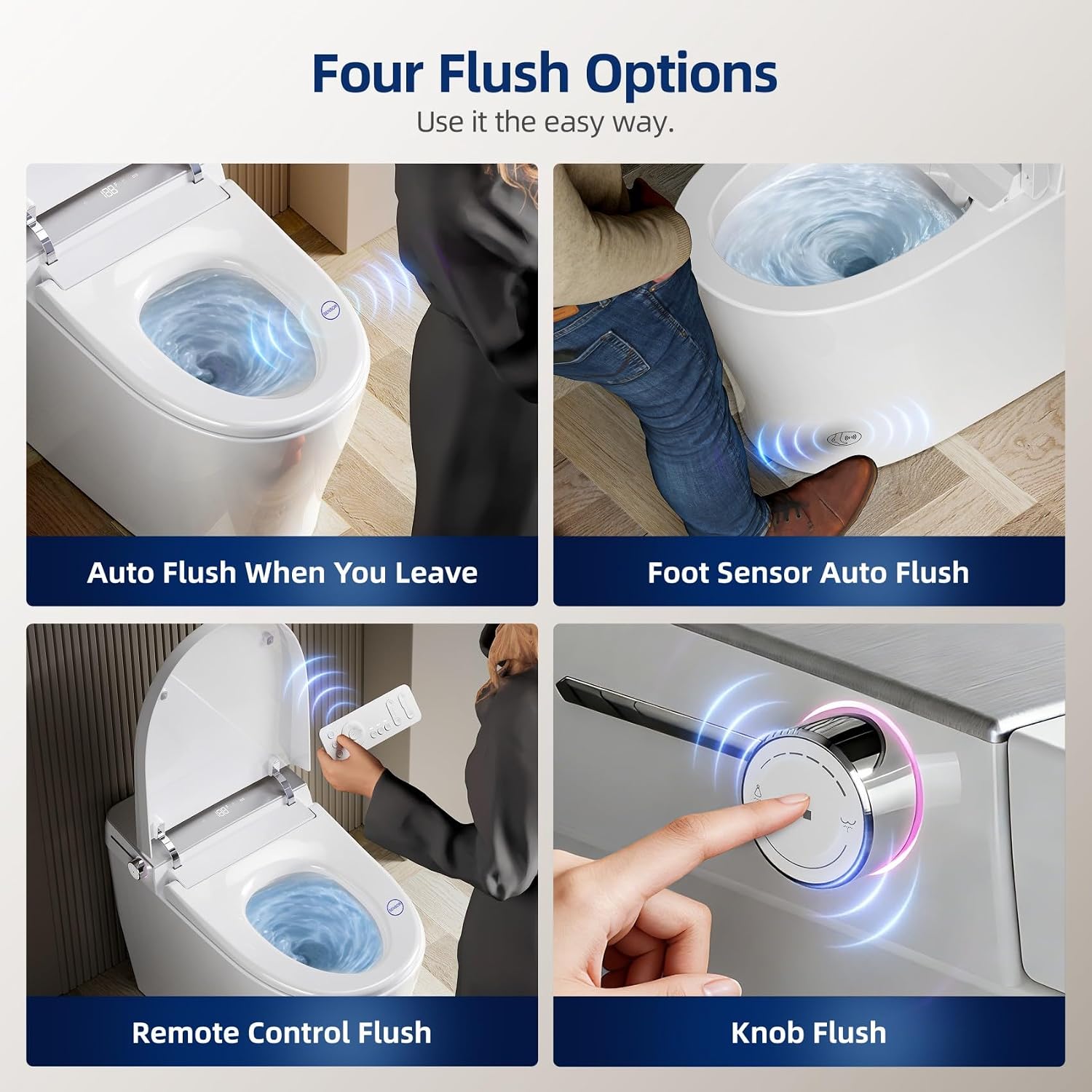 Smart Toilet with Bidet Built in - Electric Bidet Toilet with UV-C Light, Foot Sensor Operation, Auto Flush, Heated Seat, Instant Warm Water, Air Dryer, 1.06 GPF One-Piece Toilet