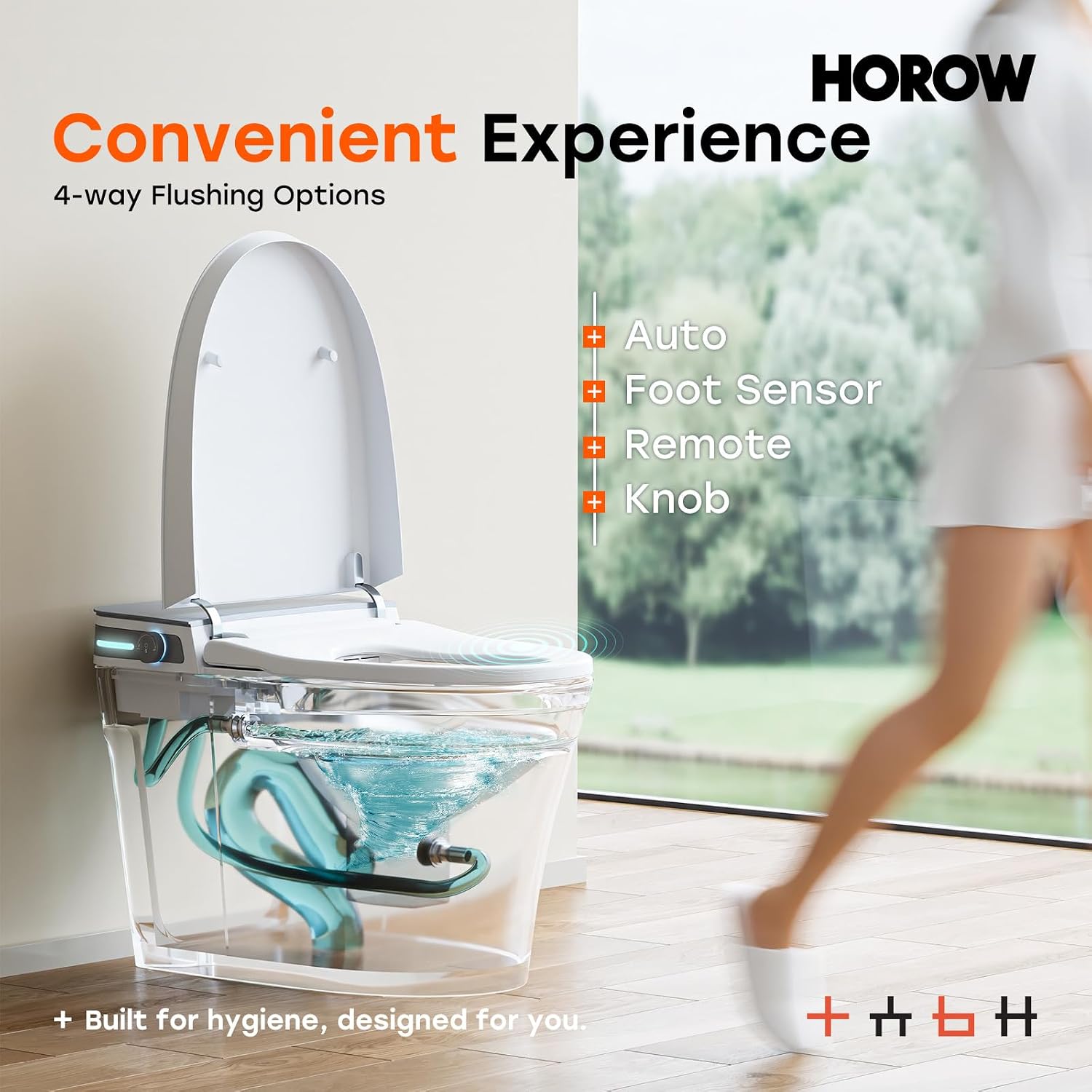 HOROW Bidet Toilet 10' Rough-in, Smart Toilet with Auto Open/Close Lid, Smart Toilet with Bidet Built-in, Instant Warm Water, Elongated Heated Seat, Dryer, Blackout Flushing and Deodorization