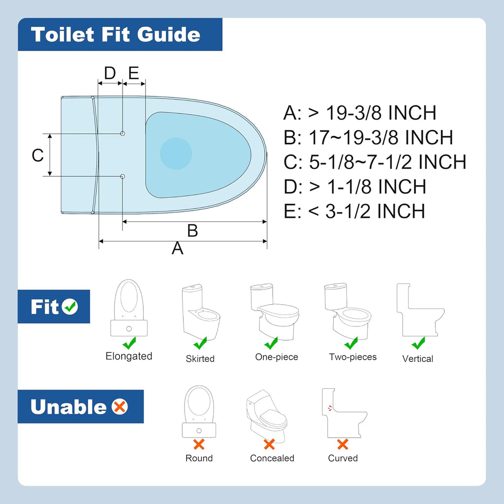 WOODBRIDGE Electronic Bidet Toilet Seat with Auto Open & Close Lid, Child Wash,Air Dryer,Heated seat,Remote Control,Elongated Soft Close, White BID03