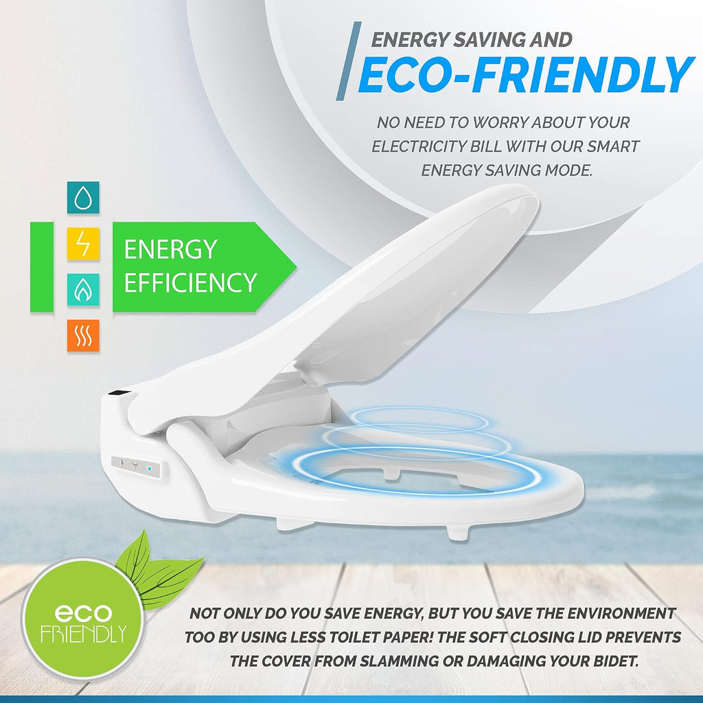 GL-3 REM Smart Bidet Toilet Seat with Remote - Elongated Electric Bidet, Heated Seat, Warm Air Dryer, Full Stainless Steel Self-Cleaning Nozzle, Intensive Wash & Sitz Bath