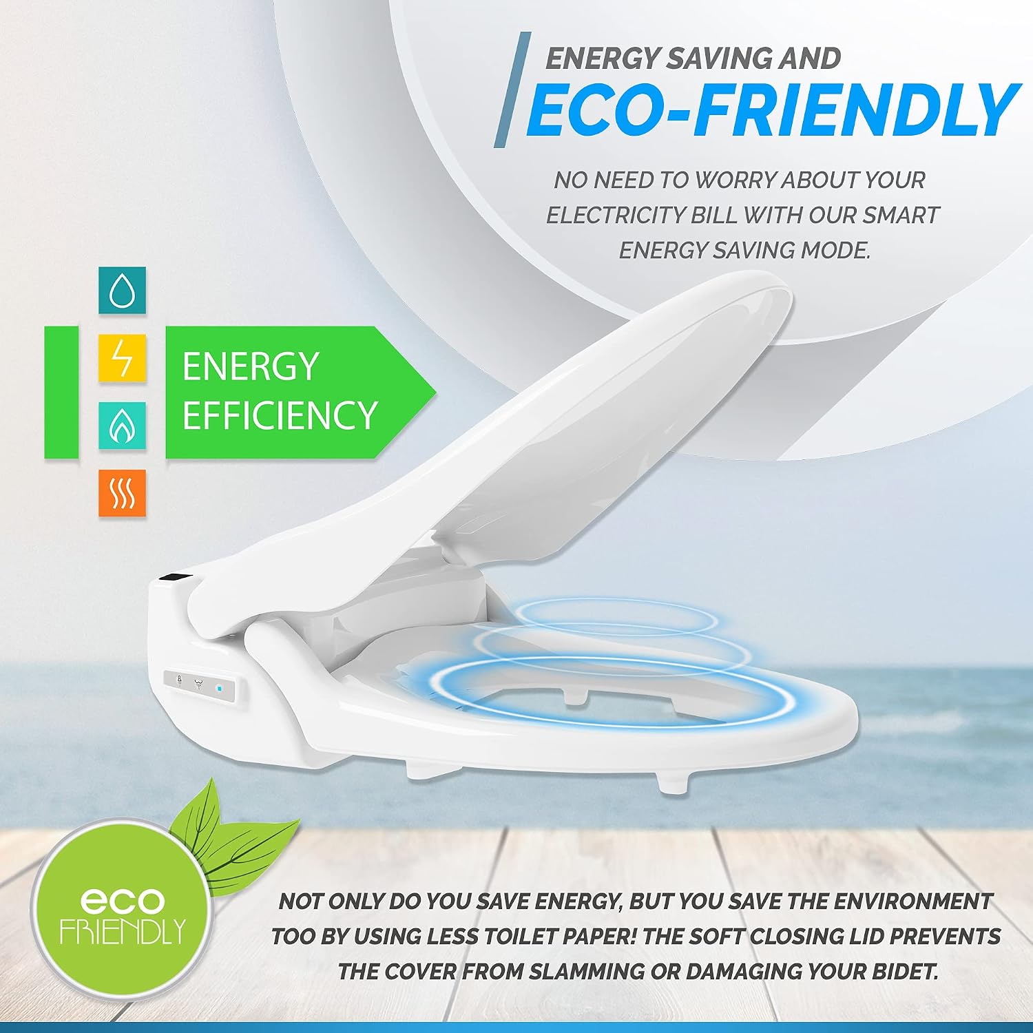 GL-3 REM Smart Bidet Toilet Seat with Remote - Elongated Electric Bidet, Heated Seat, Warm Air Dryer, Full Stainless Steel Self-Cleaning Nozzle, Intensive Wash & Sitz Bath