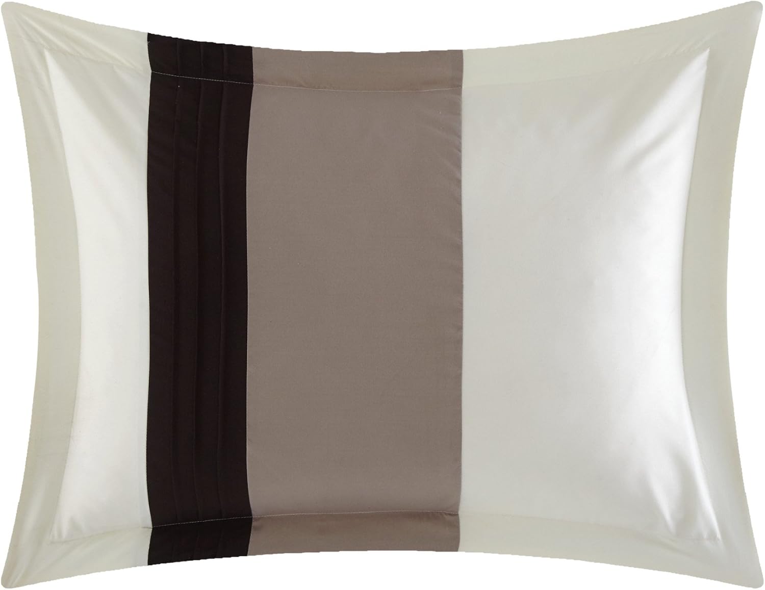 Chic Home Beige Bed in a Bag Comforter Set, Queen Size (10 Pieces), Ayelet - Color Block Stripe Premium Microfiber Bedding - Comforter, Flat & Fitted Sheets, Shams, Pillowcases & Decorative Pillows