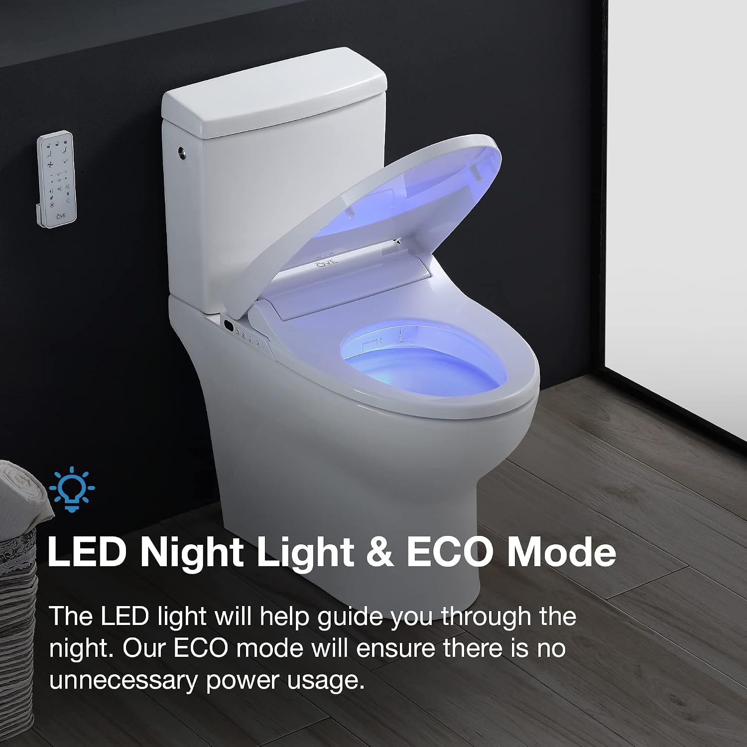 OVE Decors Wilma Smart Toilet with Integrated Bidet Seat, Heated Seat with Auto Flush and Warm Water and Multi Function Remote Control, White
