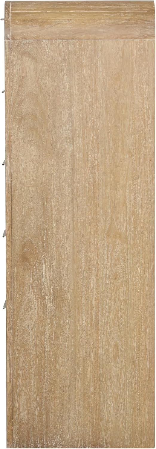 Furniture of America Verena Boho Solid Wood 3-Piece Bedroom Set with Padded Headboard Bed, Metal Side Glide, Finger Pulls on Nightstand and Chest, Box Spring Needed, Queen, Natural