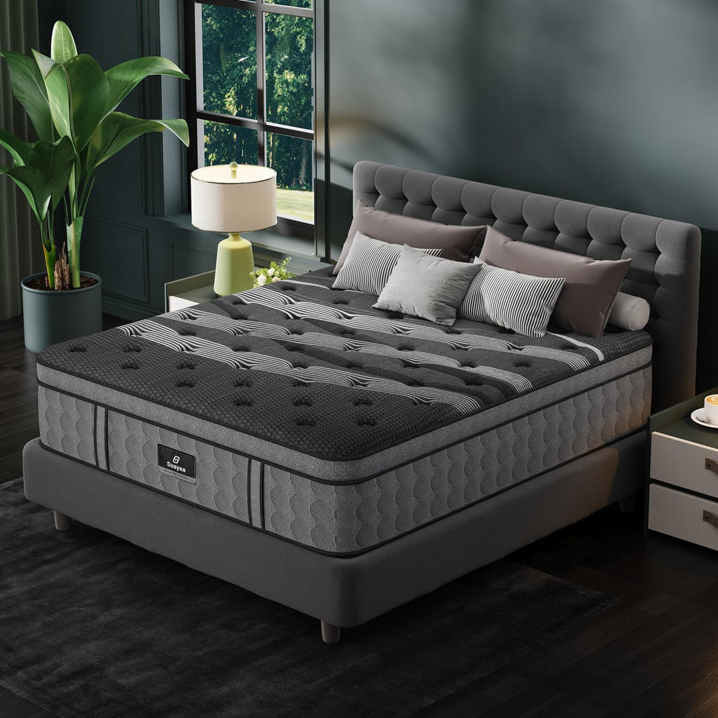 King Size Mattress 14 Inch, Hybrid King Mattress in a Box, Cooling Memory Foam Mattresses with Individual Pocket Springs, Pressure Relief, Fiberglass Free, Motion Isolation, 365-Night Trial