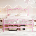 GarveeHome Full Size Bed Frame, Heart Shaped Metal Bed Frame with Headboard and Footboard, Platform Bed Frame with Sturdy Slat Support, Underbed Storage Space, No Box Spring Needed, Pink
