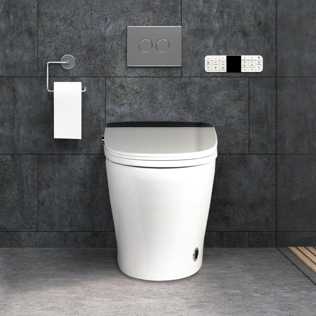 EUROTO Smart Toilet with Auto Open/Close Lid, Foot Sensor Flush, Instant Warm Water, Heated Seat, Warm Air Dryer, Night Light, Dual Flush Bidet