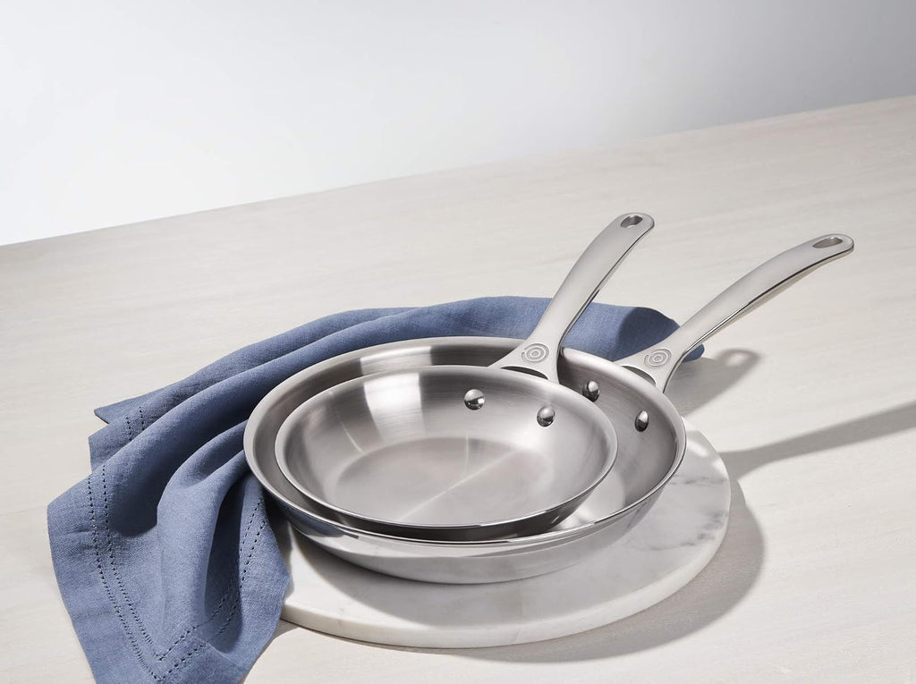 Le Creuset Tri-Ply Stainless Steel 2 pc. Fry Pan Set, (8' Fry Pan & 10' Fry Pan)