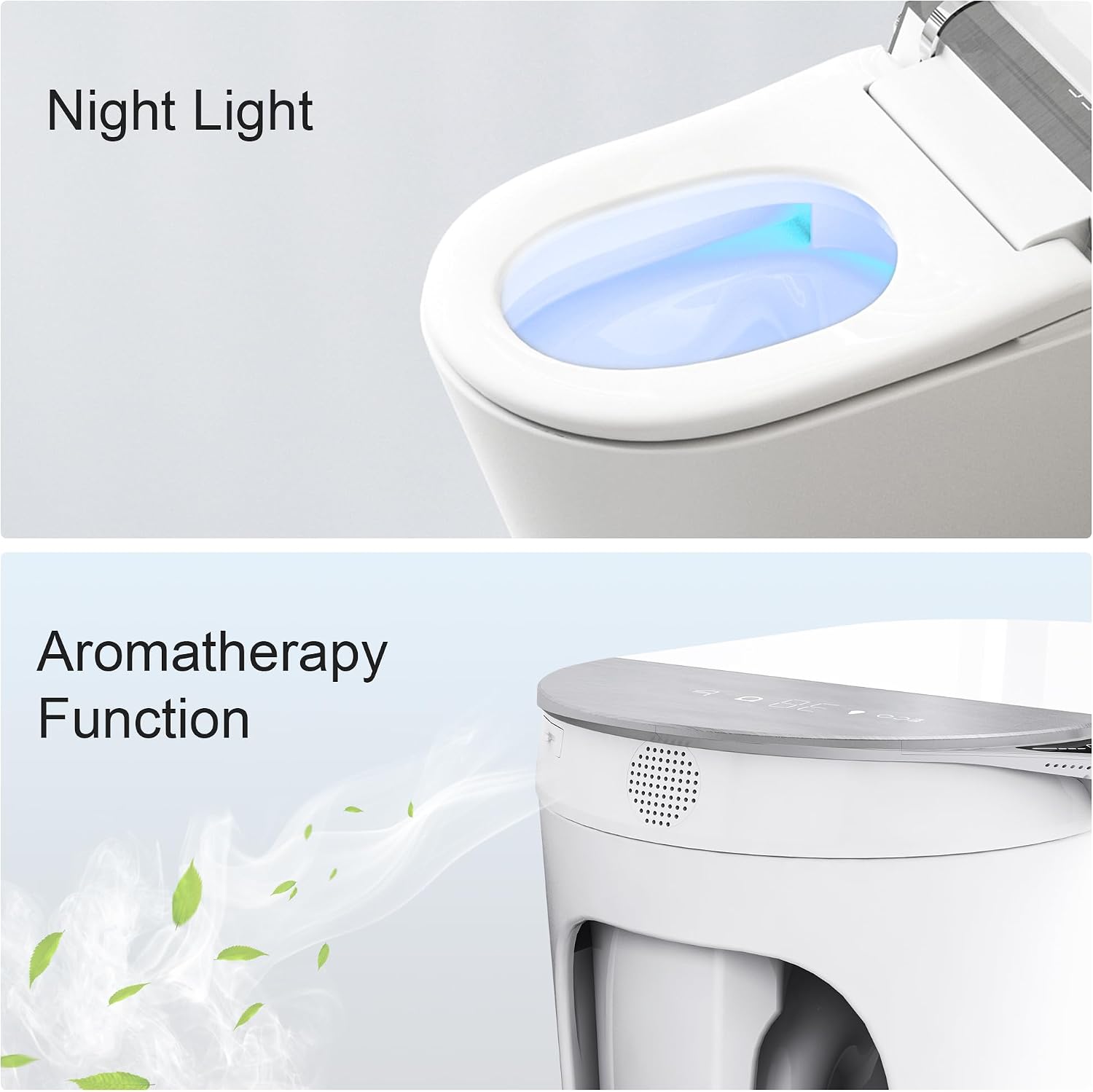 Smart Toilet, One Piece Bidet Toilet for Bathrooms, Toilets with Warm Water Sprayer & Dryer, Foot Sensor Operation, Heated Bidet Seat, Tankless Toilets with Fahrenheit LED Display