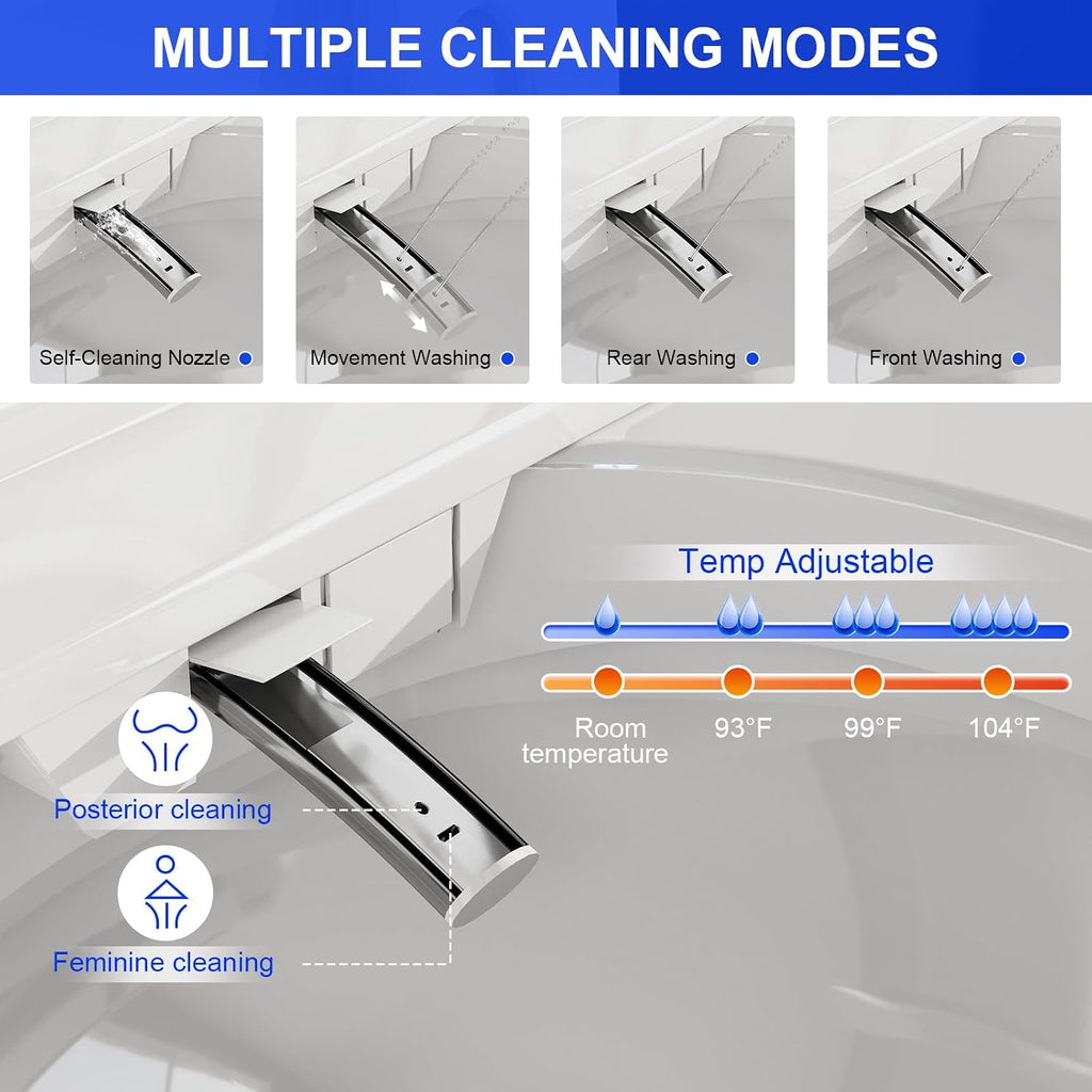 Smart Toilet with Bidet Built in, Bidet Toilet with Foam Shield, Auto Open/Close Lid & Dual Flush, Instant Warm Water & Dryer, Tankless One Piece Elongated Toilet, Foot Sensor, Night Light