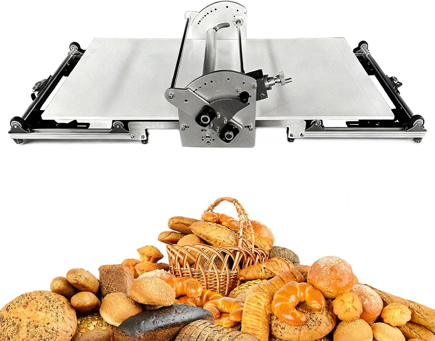 Pro Electric Puff Pastry Machine with 2-30mm Thickness Adjustment, Foldable Dough Roller for Croissants, Danishes & Pie Crusts, Easy to Assemble & Clean