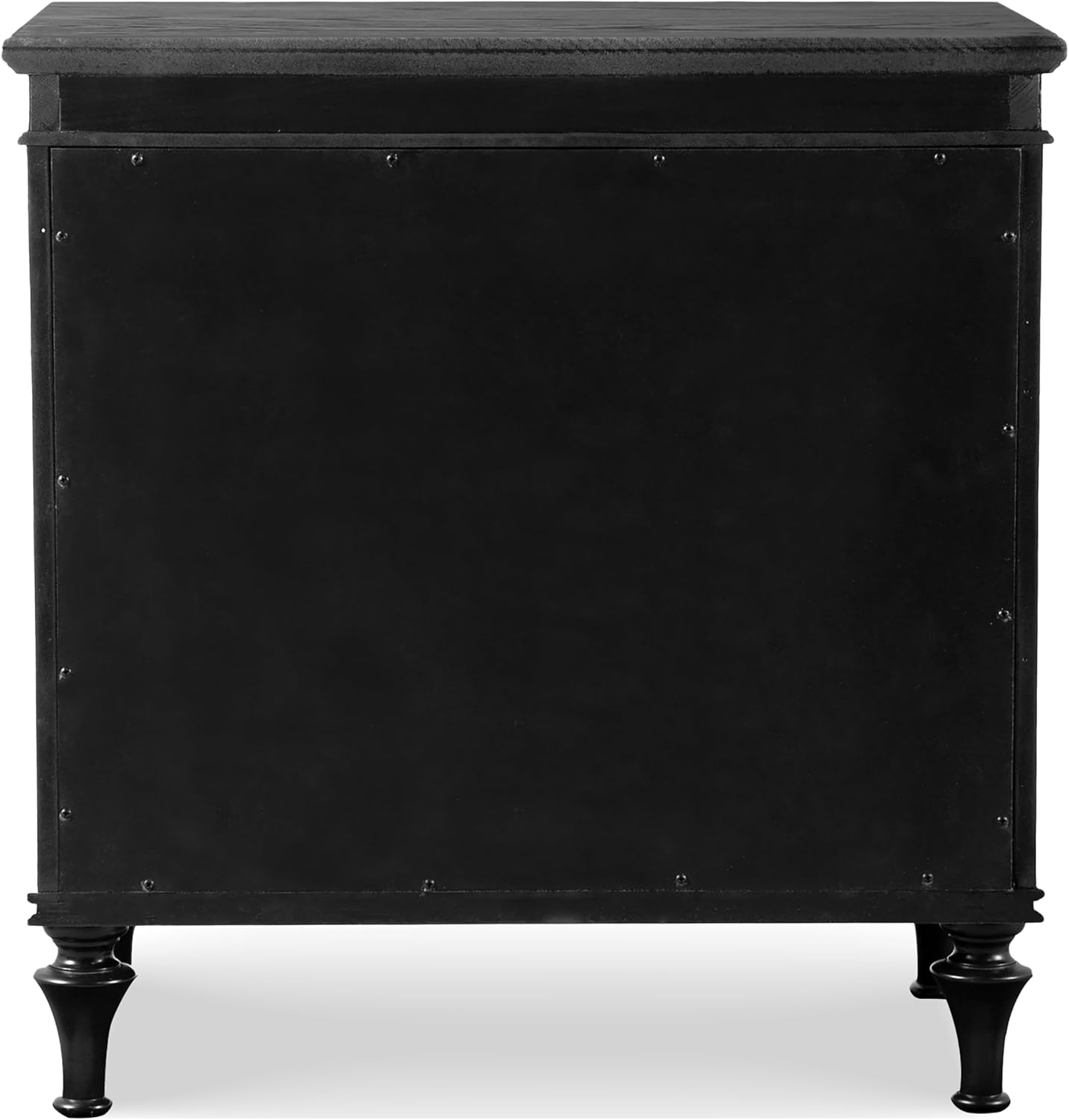 Furniture of America Seabliss Glam Solid Wood 2-Piece Bedroom Set with Padded Headboard Bed, Felt-Lined Top Drawer, Ball-Bearing Glides on Nightstand, Box Spring Needed, Queen, Black