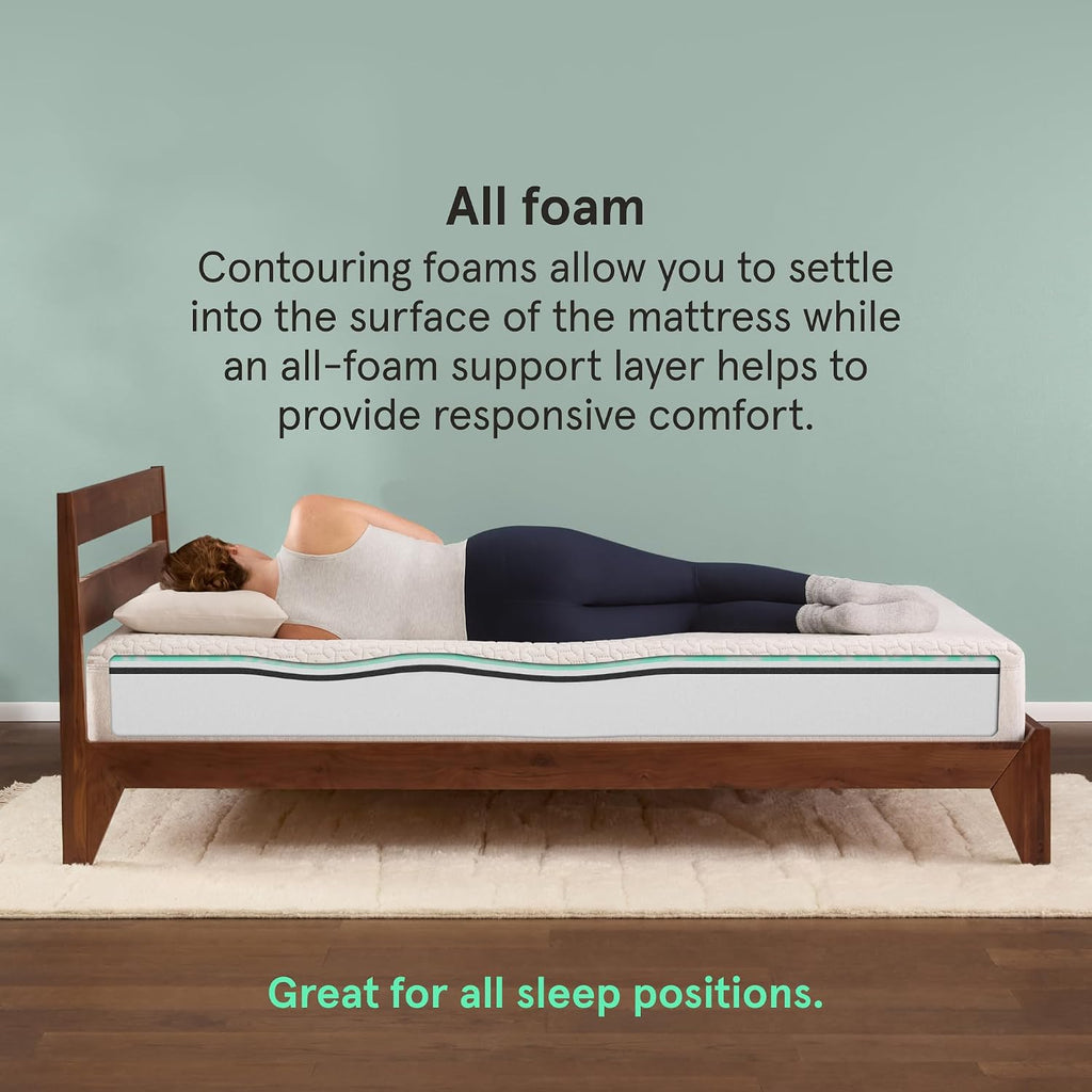 Kin By Tuft & Needle Medium 12' Twin Adaptive Foam Mattress in a Box, Cooling Gel, Pressure Relief, Durable Support, 100 Night Trial, Fiberglass Free, CertiPUR-US, 10-Year Limited Warranty
