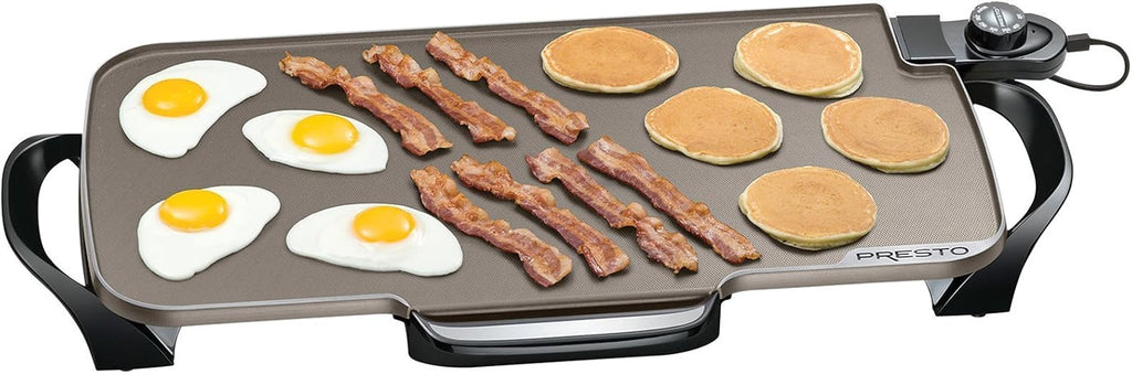 Presto Grey Ceramic 06856' Electric Skillet (16') and Presto Ceramic 22-inch 07062 Electric Griddle with removable handles, Black