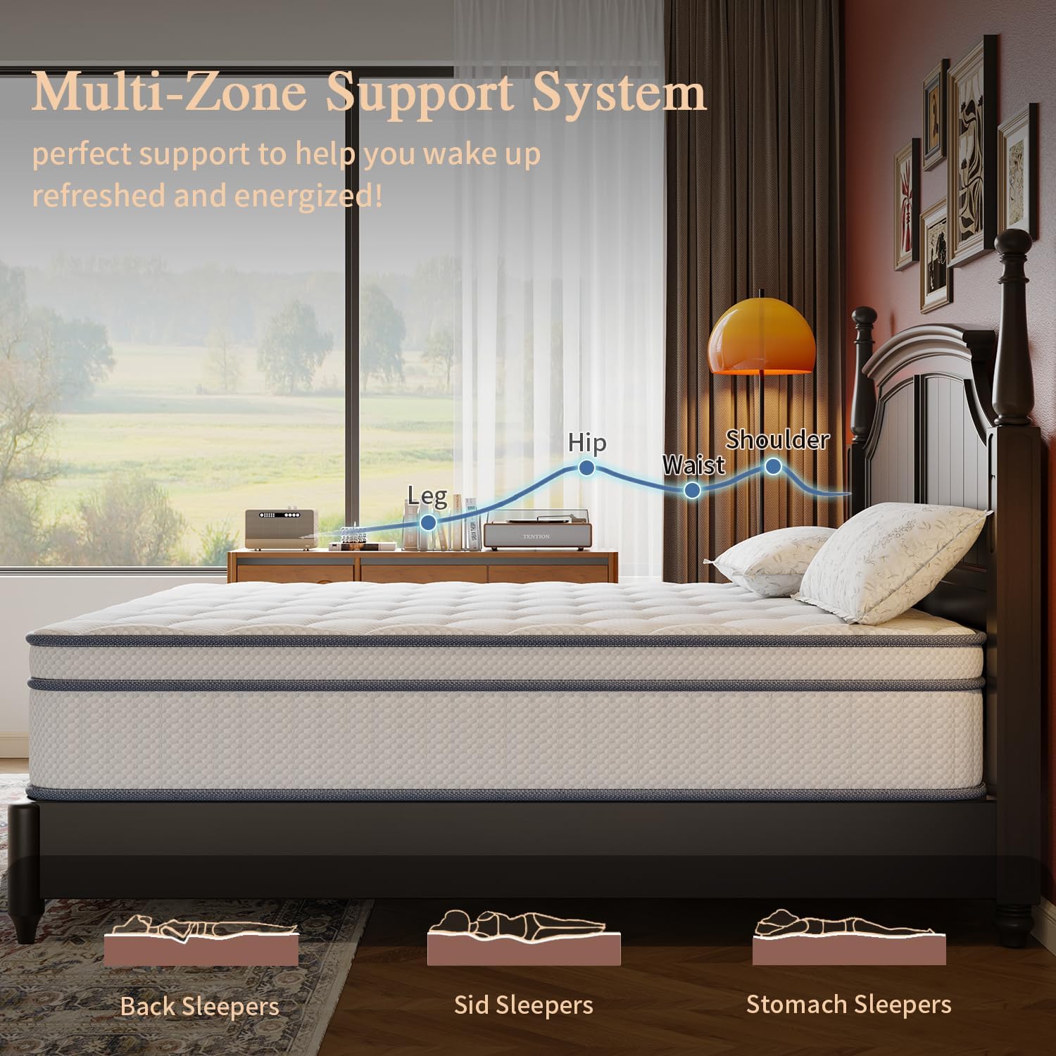 Gsleepee Full Size Mattress, 14 Inch Full Mattress in a Box, Innerspring Hybrid with Cooling Gel Memory Foam and Individually Wrapped Coils for Pressure Relief & Superior Support, Medium Firm