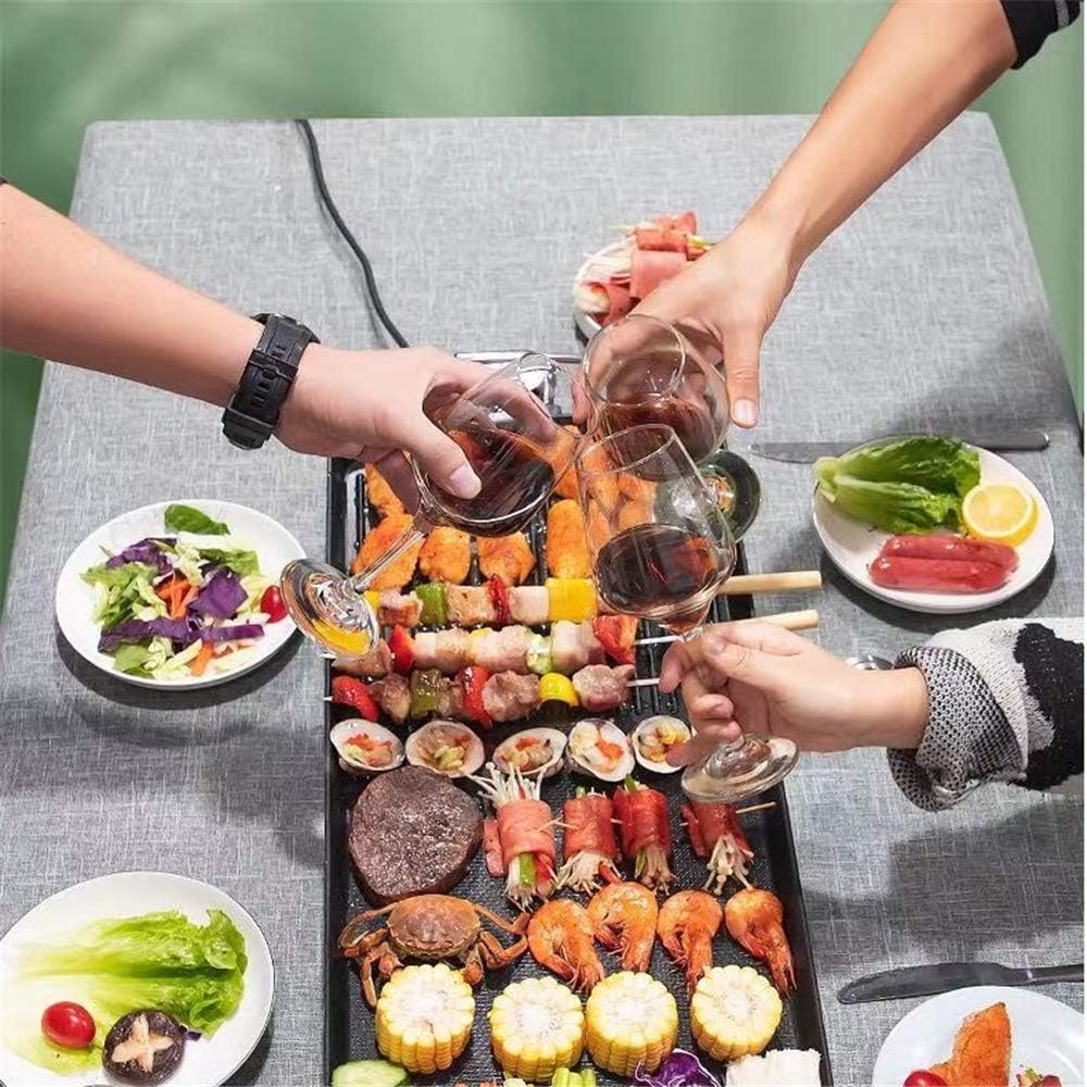 Electric Griddle Grill, Family Indoor BBQ, waterproof Smokeless Coated Non-Stick Griddle Pan, 5-Level Control with Adjustab le Temperature, for Camping Indoor Outdoor Parties